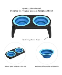 Collapsible Pet Bowl Double Feeder Portable Traveling Food Water Dishes Dog&Cat