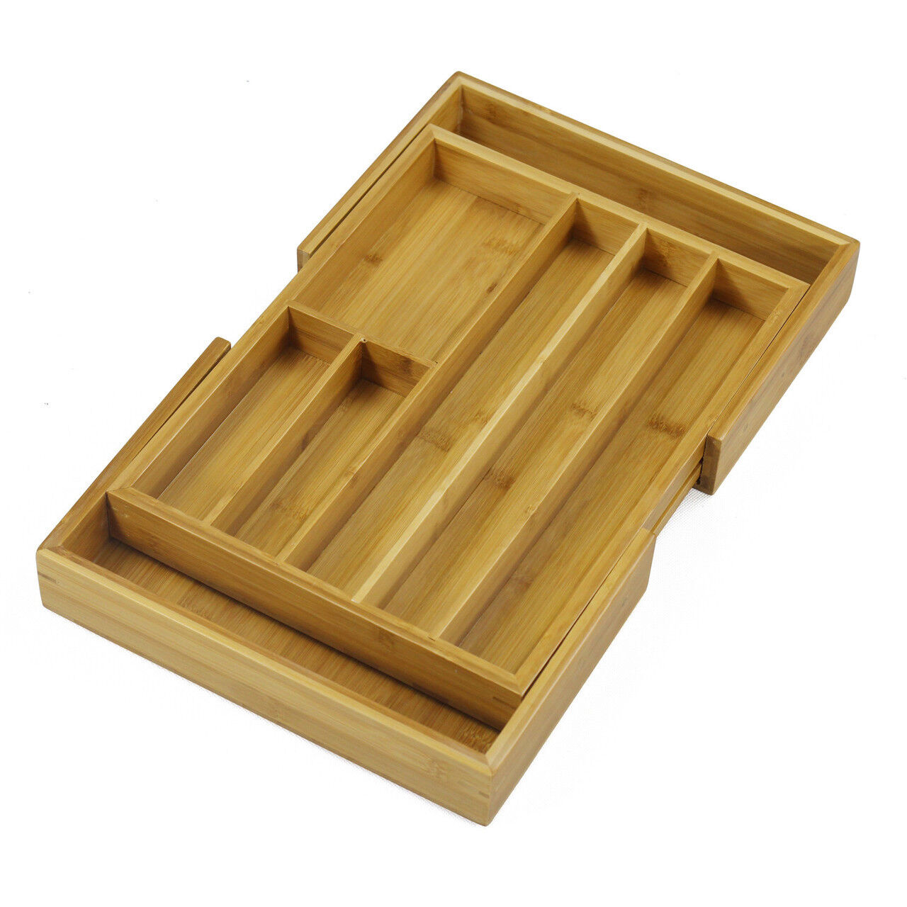 Expandable Bamboo Cutlery Tray Utensil Drawer Kitchen Organizer