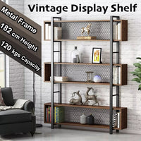 6-Tier Retro Brown Bookcase & Display Shelf – Stylish Storage Organizer for Home