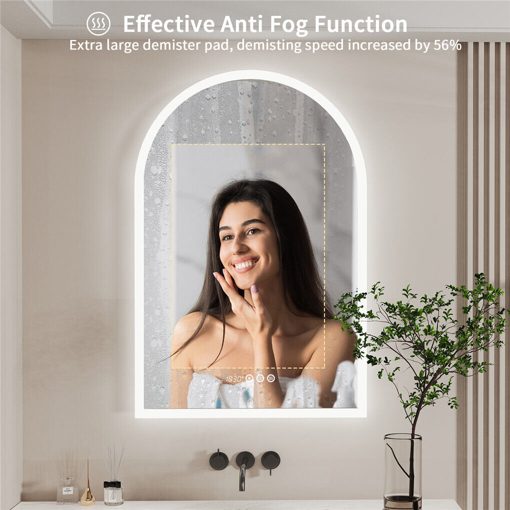 Multifunctional LED Bathroom Mirror Superbright Vanity Mirror Demist Time Touch