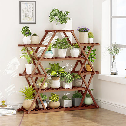 Oversized Multi Layers Wood Plant Stand Reinforced Flower Pot Display Shelf Rack