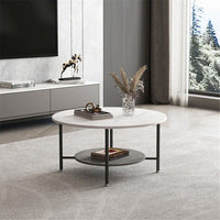 Luxury Glam Round Accent Coffee Table Sofa Leisure Tea Table with Solid X-Base