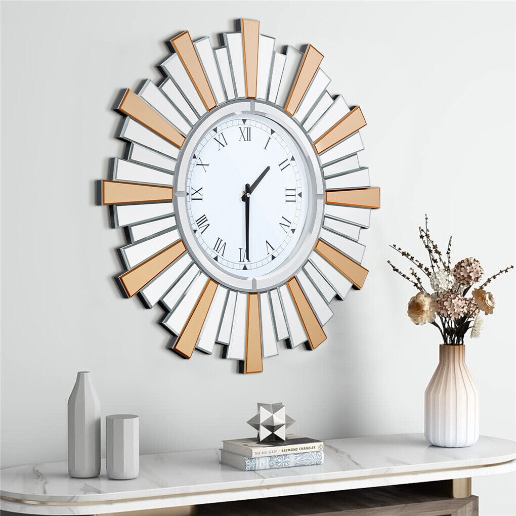 High-end Decor Quartz Wall Clock Oversized Mirrored Finish Roman Numeral Clock