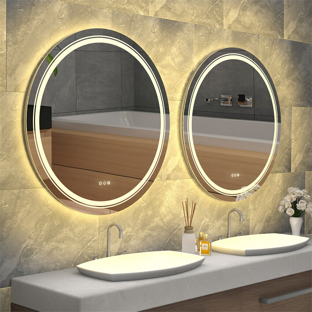 Large Round LED Bathroom Mirror Anti-fog Dimmable Vanity Mirror