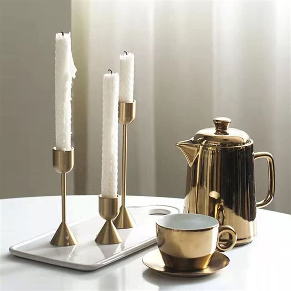 3PCS Unique Decorative Gold Candlestick Holders Table Centerpiece Candle Stick