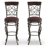 Set of 2 Vintage Bar Stools Swivel Padded Seat Bistro Dining Kitchen Pub Chair