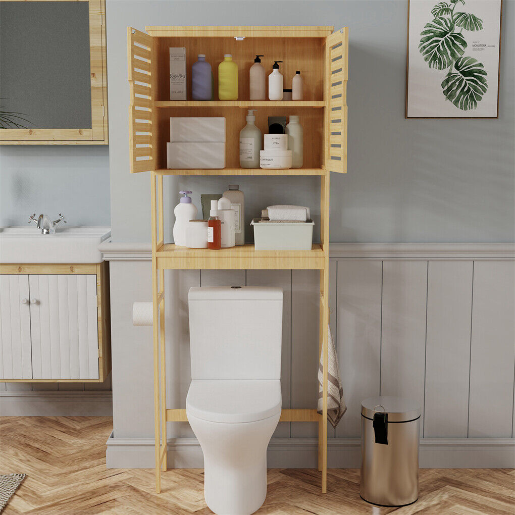 4-Tier Bamboo Bathroom Toilet Storage Rack