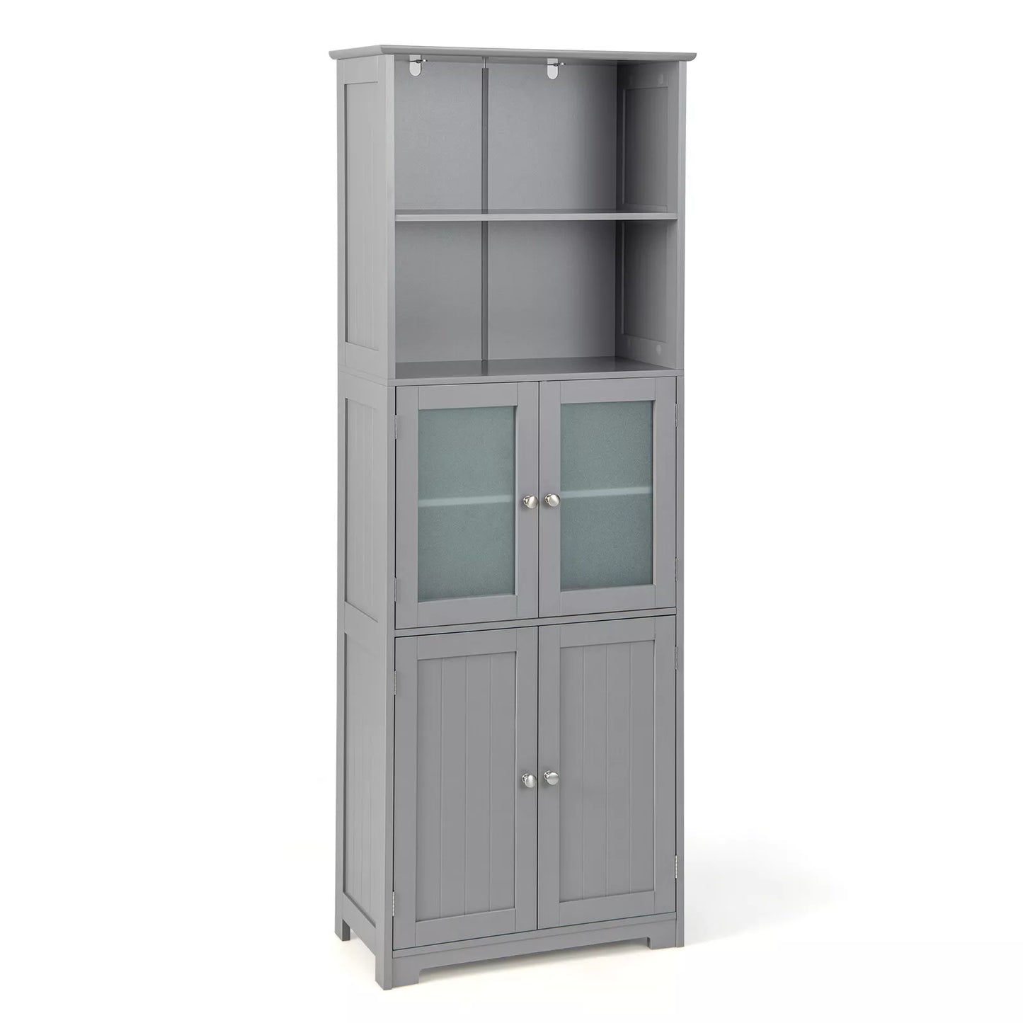 163CM Tall Bathroom Storage Cabinet with 4 Doors & Shelves – Multipurpose Cupboard for Pantry or Home Organization