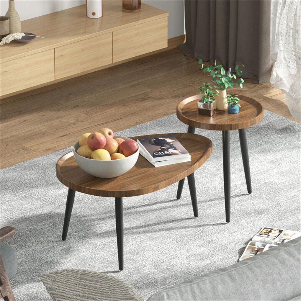 Industrial Nest of Tables Wooden Coffee Sofa Side End Table Display Flowers Lamp