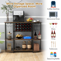 Wine Rack Table Coffee Bar Cabinet Freestanding Liquor Stand Glass Holder Rustic