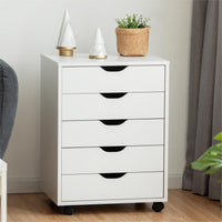 Filing Cabinet 5 Chest of Drawers Rolling Storage Cabinet Printer Stand White