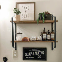 Dual Layer Wall Shelf Mounted Bookshelf Unit Decrorative Rack Industrial Style