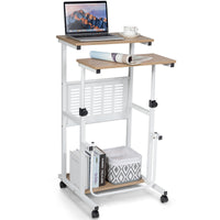 Mobile Desk Height Adjustable Computer Standing w/wheels &Footrest