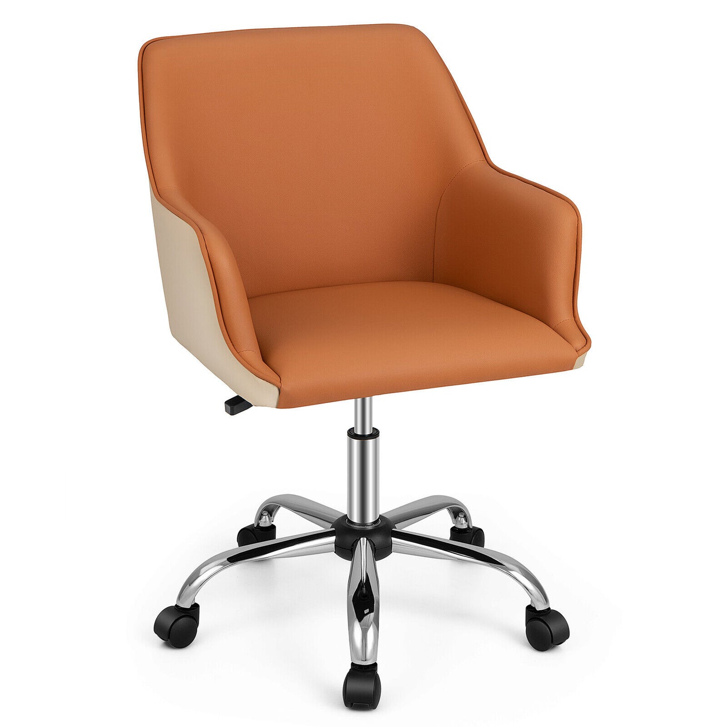 PU Leather Office Chair Computer Desk Chair Executive Leisure Armchair Orange