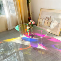 Stunning Iridescent Acrylic Coffee Table Oval Side Table