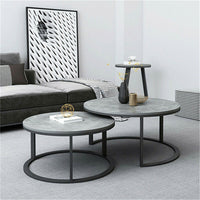 Double Circle Marble Nesting Coffee Table Thicken Metal Stacking Sofa Side Table