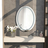 Oval LED Bathroom Mirror Anti-Fog Dimmable Lights Makeup Mirror w/ Smart Switch