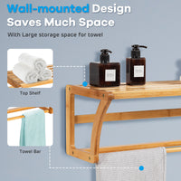 Bathroom Towel Rack Holder Rail Bamboo Wall-Mounted Toilet Storage Shelf