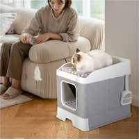 Cat Litter Box Fully Enclosed Kitty Tray Toilet Odor Control Basin Large Cat Ded