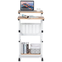 Mobile Desk Height Adjustable Computer Standing w/wheels &Footrest