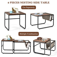 Nesting Coffee Table Nightstand Set of 2 Sofa Side End Table Industrial