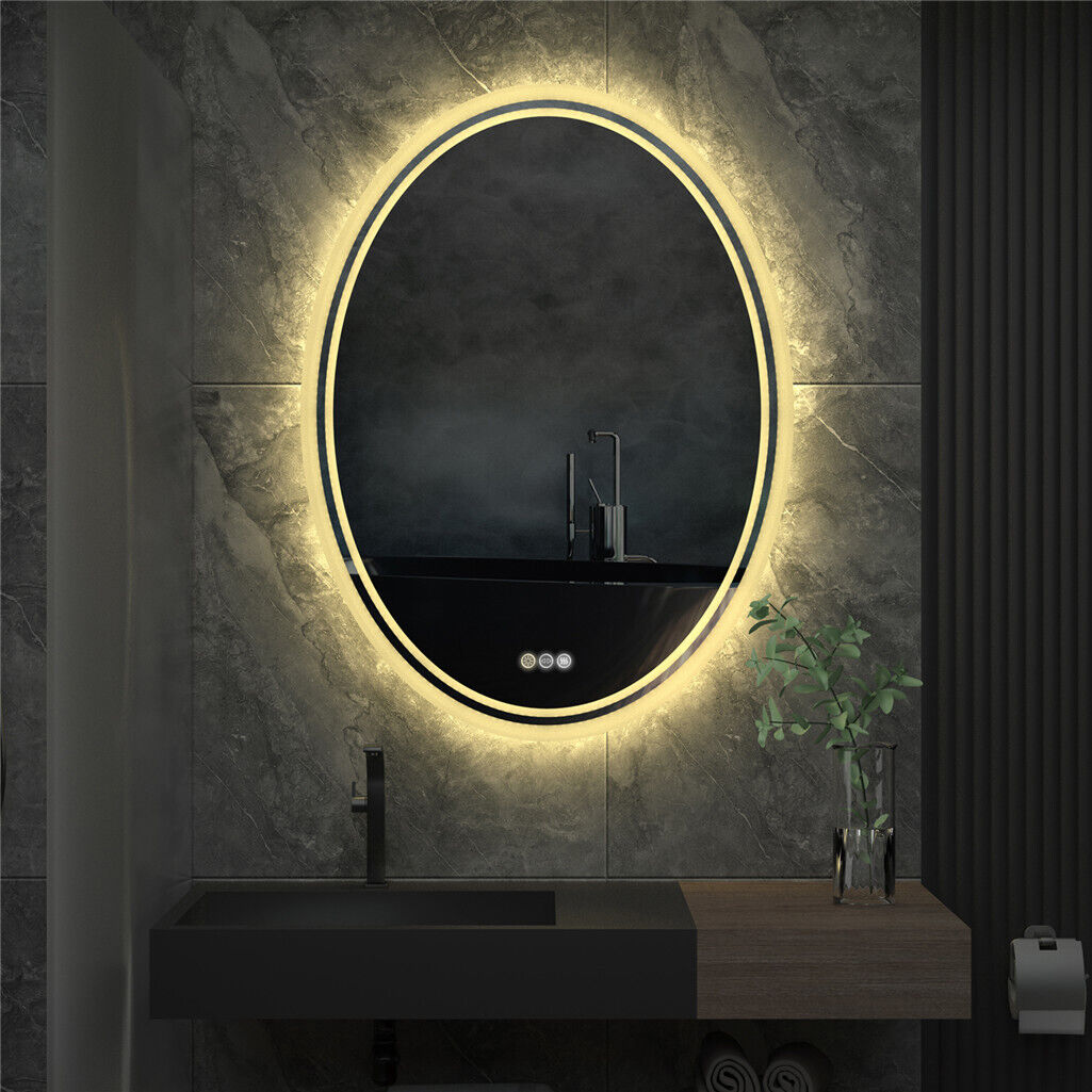 600*800MM Smart Frameless LED Bathroom Mirror Oval Demist Vanity Makeup Mirror