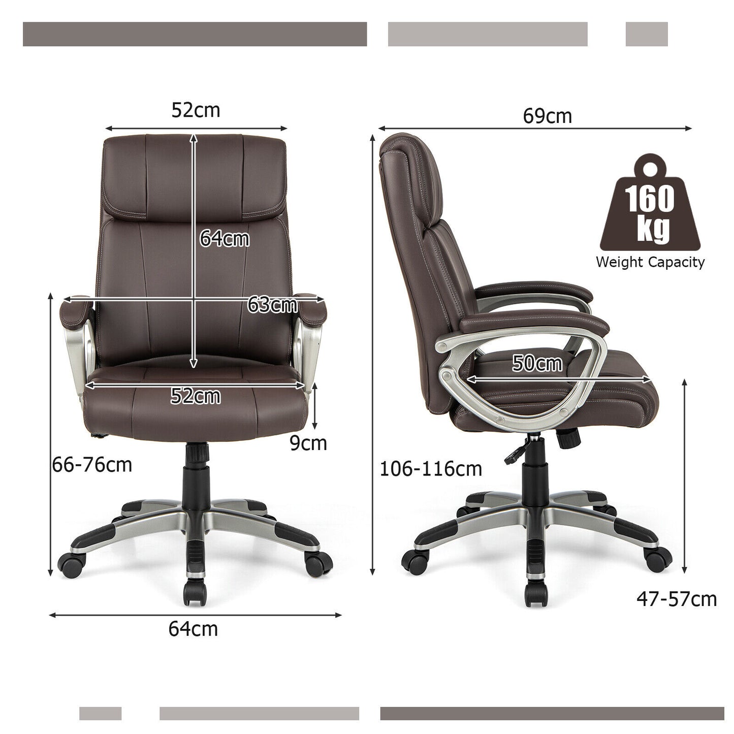 Executive Ergonomic Office Desk Chair Adjustable Home Chair w/ Flip-up Armrests