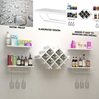 Set of 5 Wall Mount Wine Rack Set w/ Storage Shelves & Glass Holder