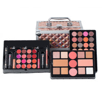 Glamorous Gold Makeup Set: Eyeshadow Palette, Blusher & Lipstick Beauty Case