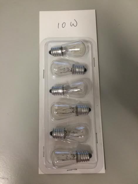 6 x 10watt Light Globe - narrow neck ES Bulbs