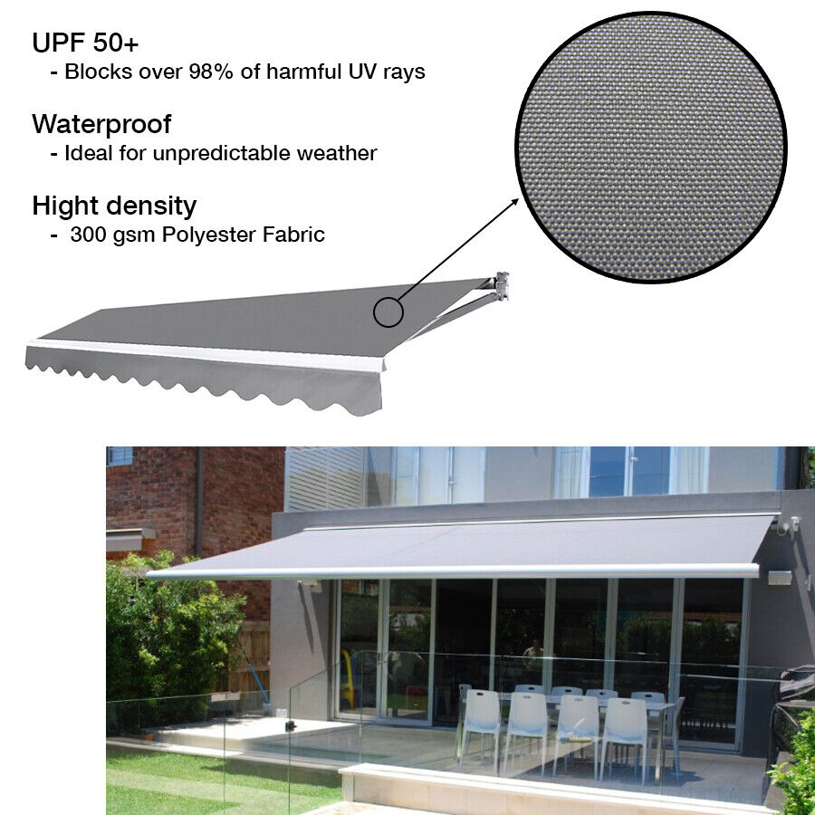 4x2.5M Folding Arm Awning Retractable Outdoor Sunshade Canopy Charcoal