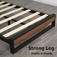 Single Bed Frame Metal Wood Single Size Mattress Base Platform Supper Strong