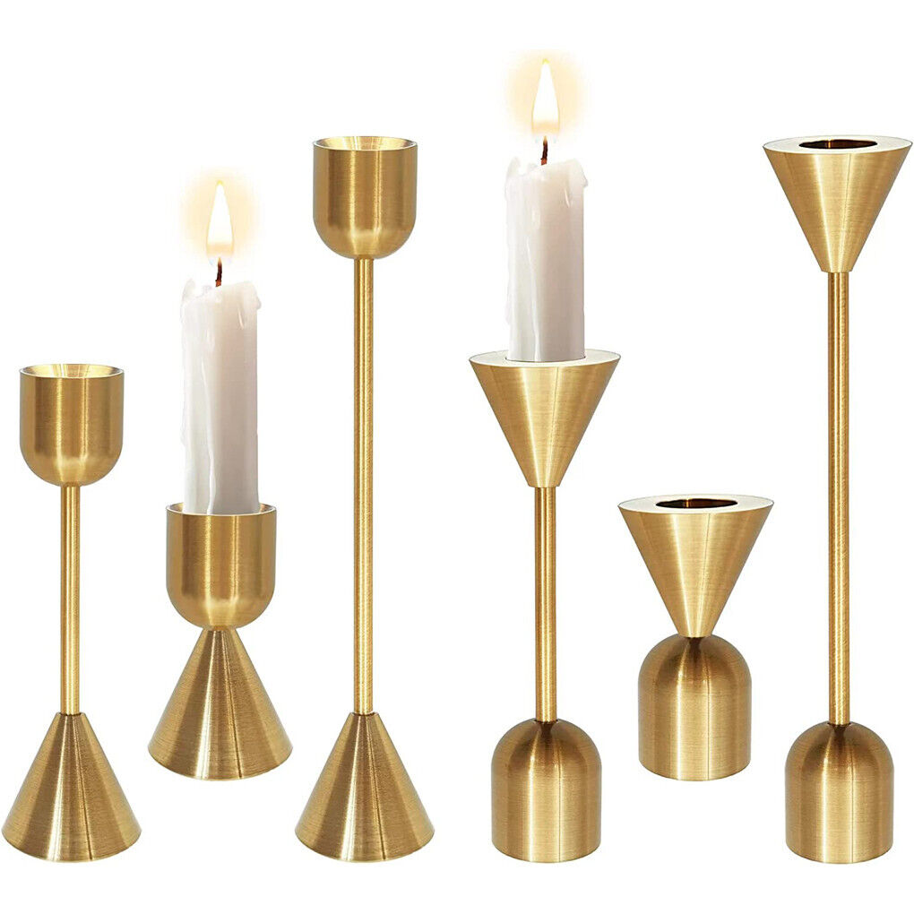 Set of 3 Brass Gold Candlestick Holder Vintage Wedding Candle Stick Holders kit