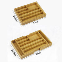 Expandable Bamboo Cutlery Tray Utensil Drawer Kitchen Organizer