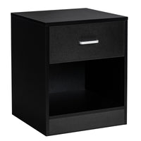 Nightstand with Drawer Storage Cabinet Modern Beside End Table Black