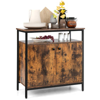 Industrial 2-Door Buffet Sideboard Kitchen Cupboard Storage Cabinet w/Open Shelf