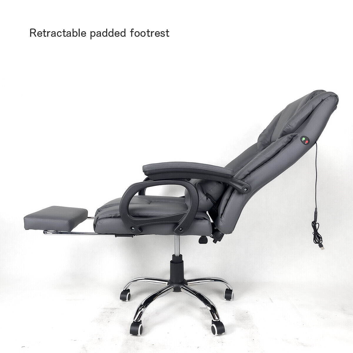 Office Chair with Massager Premium PU Leather Recliner Computer Gaming Seat