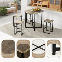 5-Piece Dining Table Set Kitchen Square Table & Stools Industrial Metal Frame