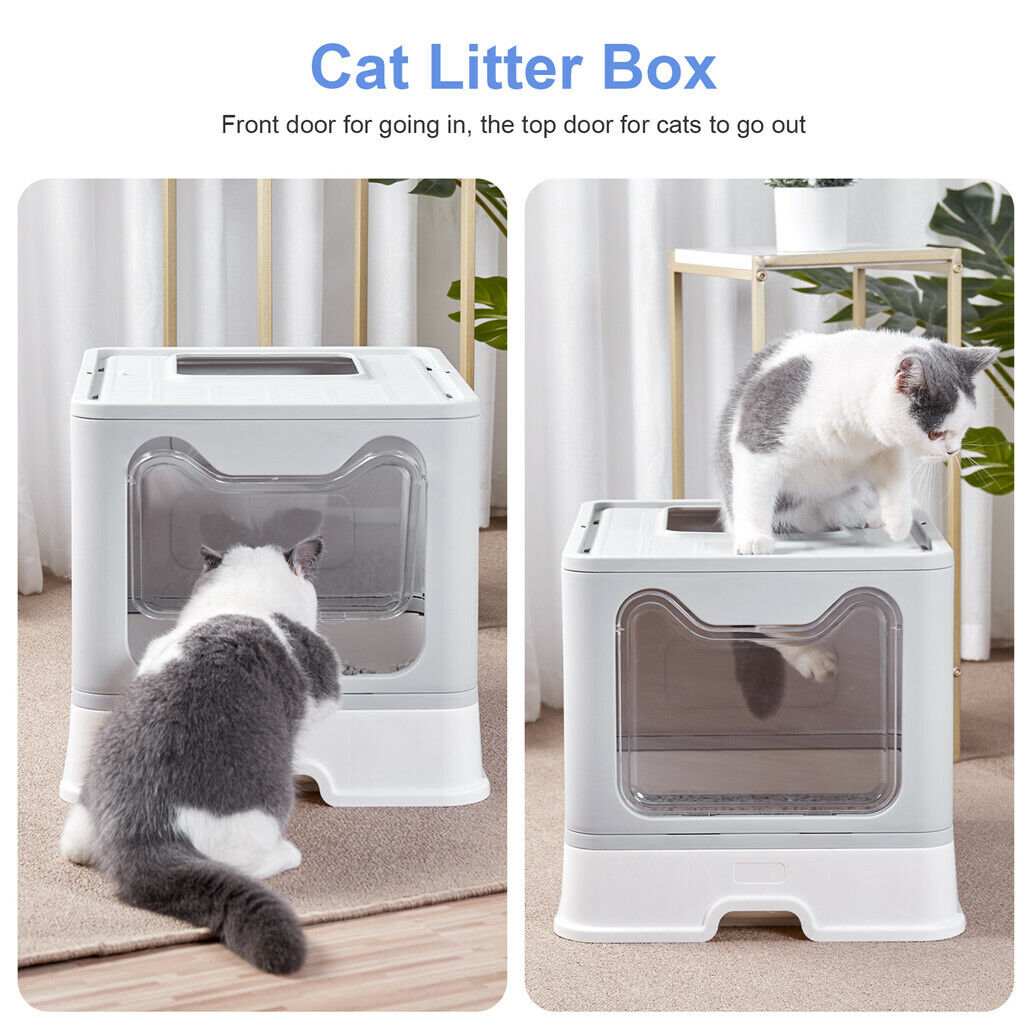 Foldable Cat Litter Box with Lid Enclosed Cat Potty Anti-Splashing Cat Toilet