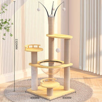 132cm Wooden Cat Tree Tower Scratching Post Scratcher Cats Condo House Bed