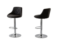 Hacienda 2 Diamond Style Padded Leather Barstools (Black) w/ Adjustable Height