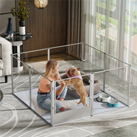 XXL Large Heavy Duty Pet Playpen Dogs Cage Clear Birth Fence Whelping Box w Mat