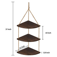 Wooden Rope Hanging Corner Wall Shelves with Storage Organizer