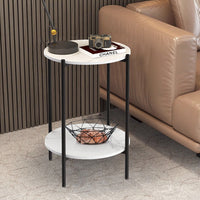 Tow-layer Round Side End Table Coffee Table with Solid Sintered Stone Top