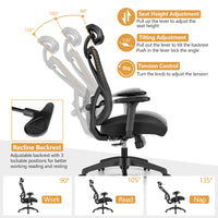 Reclining Mesh Office Chair Swivel Chair w/ Adjustable Lumbar Support