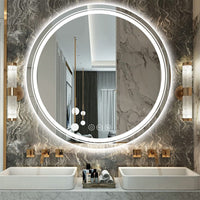 Large Round LED Bathroom Mirror Anti-fog Dimmable Vanity Mirror