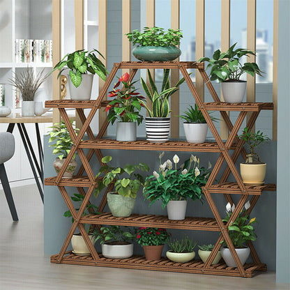 Oversized Multi Layers Wood Plant Stand Reinforced Flower Pot Display Shelf Rack