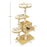 Cat Tree Tower Scratching Post Kitten Scratcher Trees Condo House Beige 135CM