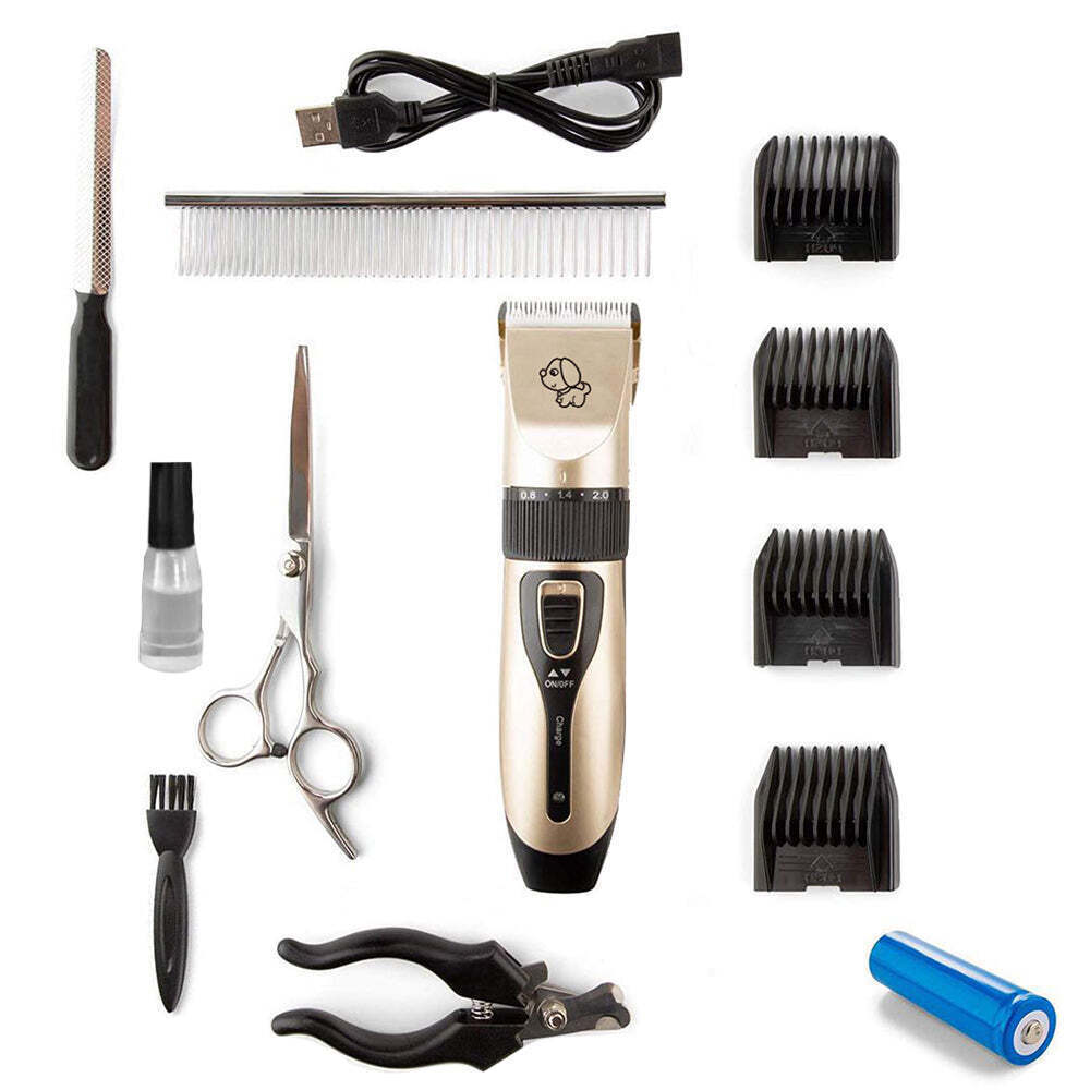 Hacienda 12-Piece Pet Grooming Kit w/ Electric Clippers, Scissors, Combs & Brush