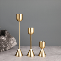 Set of 3 Brass Gold Candlestick Holder Vintage Wedding Candle Stick Holders kit